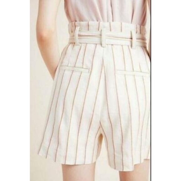 By Anthropologie Edisto Striped High Waist Paper Bag Shorts SZ 12 - Picture 3 of 10